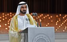 FILE: Dubai ruler Sheikh Mohammed bin Rashid Al-Maktoum delivers a speech during the Founders Memorial event in Abu Dhabi on 4 February 2019. Picture: AFP