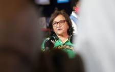 ANC DSG Jessie Duarte briefing the media at the national results operation centre. Picture: Abigail Javier/Eyewitness News. 
