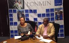 Lonmin corporate affairs vice president Lerato Molebatsi and head of stakeholder relations and public affairs Happy Nkhoma at a press conference on 15 May 2014. Picture: Vumani Mkhize/EWN.