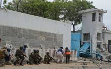 Mogadishu UN compound following an attack by al-Shabaab, who posted the image on Twitter.
