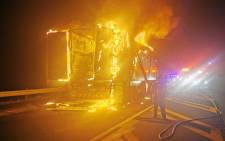 FILE: A firefighter tries to extinguish a burning truck in Worcester on 3 September 2019. Picture: Supplied