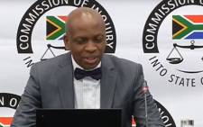 A screengrab of Tshiamo Sedumedi, a director at law firm MNS, giving testimony at the state capture inquiry on 28 May 2019.