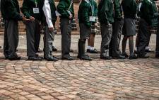Pupils at a Gauteng school line up for the first day of school on 12 January 2022. Picture: Xanderleigh Dookey Makhaza/Eyewitness News