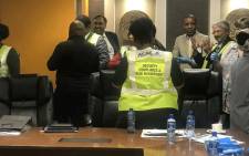 Members of the parliamentary health portfolio committee at the OR Tambo International Airport on 6 March 2020 to assessing facilities used to detect suspected coronavirus cases. Picture: Bonga Dlulane/EWN.
