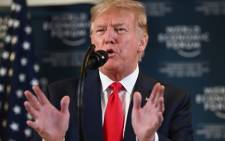 US President Donald Trump gives a press conference at the World Economic Forum in Davos, Switzerland, on 22 January 2020. Picture: AFP.