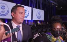 Screengrab of DA leader John Steenhuisen reacting to LGE2021 results on 13 November 2021, video posted by DA on YouTube 