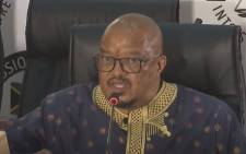 A screenshot of former Denel head of supply chain Dennis Mlambo testifying at the Zondo Inquiry on Tuesday, 27 October 2020. Picture: SABC Digital News/ Youtube