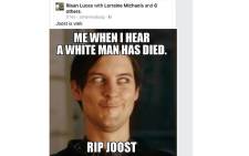 A meme posted following Joost van der Westhuizen's death sparked outrage on social media. Picture: facebook.com