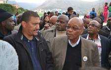 President Jacob Zuma visited Hangberg, Hout Bay, where he was addressing and listening to crowds, accompanied by Western Cape ANC leader, Marius Fransman. Picture: Nicky Carter.