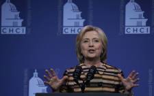 Democratic presidential nominee Hillary Clinton speaks during the 39th annual awards gala of the Congressional Hispanic Caucus Institute (CHCI) 15 September, 2016 in Washington, DC. Picture: AFP.