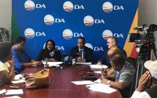 DA head of policy Gwen Ngwenya and other party members at a briefing on 28 February 2020. Picture: @Our_DA/Twitter.