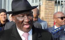 Police Minister Bheki Cele speaks outside the Athlone Magistrates Court on 8 August 2022. Picture: @SAPoliceService/Twitter