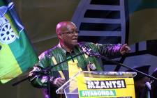 President Jacob Zuma addressed hundreds of supporters at the ANC's celebration party in the Johannesburg CBD on 10 May 2014 following the party's national election victory. Picture: Reinart Toerien/EWN"