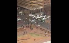 YouTube screengrab of taxi driver protest in the Johannesburg CBD. 
