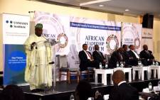 Former Nigerian President Olusegun Obasanjo speaking at the 2017 African Leadership Forum in Boksburg. Picture: Twitter/@Uongozi. 