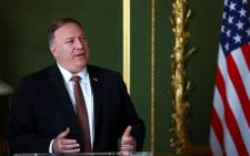 US Secretary of State Mike Pompeo speaks during a meeting with Britain's Foreign Secretary Dominic Raab at Lancaster House in London, Britain 21 July 2020. Picture: AFP