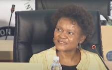 A YouTube screengrab of former SAA Technical board chair and SAA board member Yakhe Kwinana appearing at the state capture inquiry on 3 November 2020.