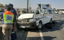 Nine people were killed and four others were injured on Sunday 18 August 2019 in a taxi accident at the Buccleuch Interchange, Johannesburg. Picture: @AsktheChiefJMPD/Twitter. 
