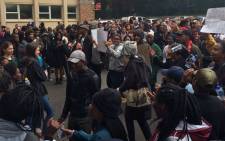 Students protest outside the UCT medical buildings. Picture: Graig-Lee Smith/EWN