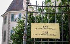 The sign and building of the Court of Arbitration (CAS). Picture: AFP