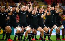 FILE: New Zealand's player perform the Haka prior to the Tri-Nations and Bledisloe Cup rugby match against Australia in Brisbane on 7 November 2020. Picture: AFP