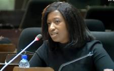 Suspended acting CEO of the Public Investment Corporation (PIC) Matshepo More. Picture: YouTube screengrab.