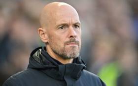 Manchester United's Dutch manager Erik ten Hag looks on ahead of kick off in the English Premier League football match between Brighton and Hove Albion and Manchester United at the American Express Community Stadium in Brighton, southern England on 4 May 2023. Picture: Glyn KIRK / AFP
