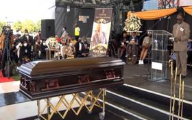 Screen grab of late veteran actor Patrick Shai's funeral service held at the Soweto Theatre on 29 January 2022.