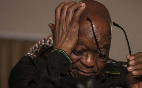 FILE: Former South African President Jacob Zuma removes his eyeglasses as he addresses the media at his home in Nkandla, KwaZulu-Natal on 4 July 2021. Picture: Emmanuel Croset/AFP