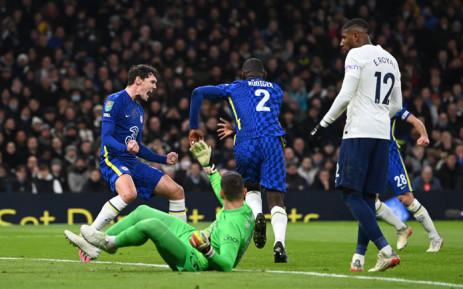 Chelsea's Antonio Rudiger (#2) celebrates his goal against Tottenham Hotspur in their English League Cup second leg semifinal match on 12 January 2022. Picture: @ChelseaFC/Twitter