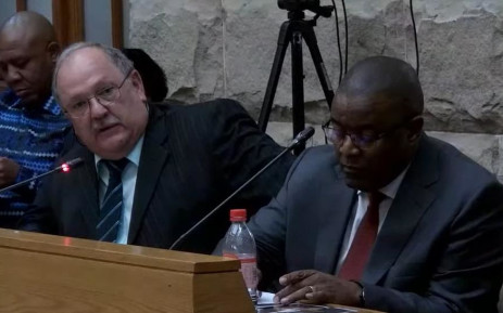 G4S audit and risks director Gert Byleveld and Mangaung Correctional Centre director Joseph Monyante appear before the oversight committee on Justice and Correctional Services on 12 April 2023. Picture: YouTube

