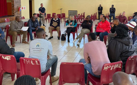 Ekurhuleni Mayor Tania Campbell (wearing black and blue) meets with the Tembisa Community Forum following violent protests in the area on 1 August 2022. Picture: @City_Ekurhuleni/Twitter