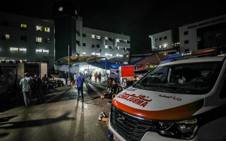 This picture taken on 3 November 2023 shows a view of Al-Shifa hospital in Gaza City surrounded by darkness as fuel for electricity generation runs out amid the ongoing battles between Israel and the Palestinian group Hamas. Picture: AFP