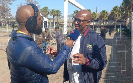 State Security Deputy Minister Zizi Kodwa chatting to 702's Clement Manyathela at the ANC policy conference. Picture: Karabo Tebele/702