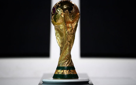 A picture taken on 31 March 2022 shows the World Cup Trophy during the Fifa Congress in the Qatari capital of Doha. Picture: FRANCK FIFE/AFP