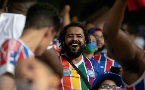 Ona Ruda, founder of the LGBTricolor Bahia supporters group and director of the National Union LGBT Bahia, cheers for his team during the Brazil's Second Division Football Championship match between Bahia and Operario at the Arena Fonte Nova stadium in Salvador, Bahia state, Brazil, on September 24, 2022. Picture: AFP.
