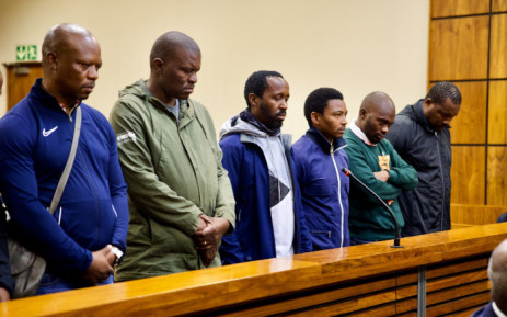 The eight South African Police Service (Saps) VIP Protection Unit members made a brief appearance at the Randburg Magistrates Court on 9 November 2023. Picture: Thabiso Goba/Eyewitness News