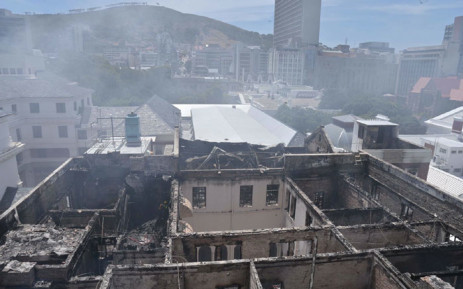 Parts of the parliament precinct in Cape Town were left gutted after a fire on 2 January 2022. Picture: JP Smith/City of Cape Town