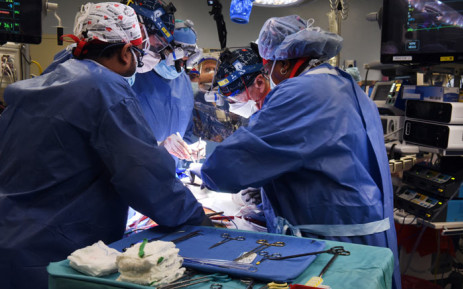 This handout photo released by the University of Maryland School of Medicine on 10 January 2022 shows surgeons performing a transplant of a heart from a genetically modified pig to patient David Bennett, Sr., in Baltimore, Maryland, on 7 January 2022. Picture: UNIVERSITY OF MARYLAND SCHOOL OF MEDICINE / AFP