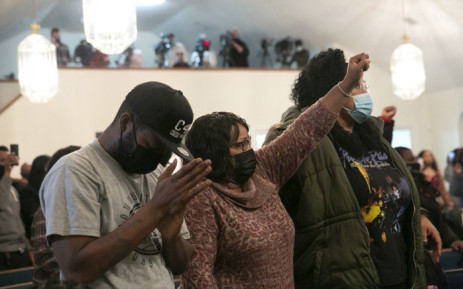 People react during a news conference on Jason Walker's death on 13 January 2021, in Fayetteville, North Carolina. Jason Walker was shot and killed by off-duty officer, Jeffrey Hash, on 8 January 2022, in Fayetteville. Picture: Allison Joyce/AFP