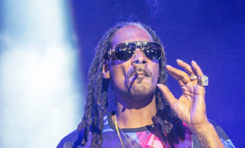 LAS VEGAS - SEP 26 : Rapper Snoop Dogg performs onstage and smokes a joint. 