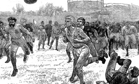 An illustration of the first international football match between Scotland and England. Photo: Wikimedia Commons/The Graphic
