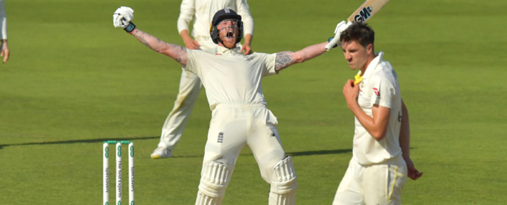 England's Ben Stokes celebrates hitting the winning runs on the fourth day of the third Ashes cricket Test match between England and Australia at Headingley in Leeds, northern England, on 25 August 2019. Ben Stokes hit a stunning unbeaten century as England defeated Australia by one wicket to win the third Ashes Test at Headingley on Sunday. Picture: AFP
