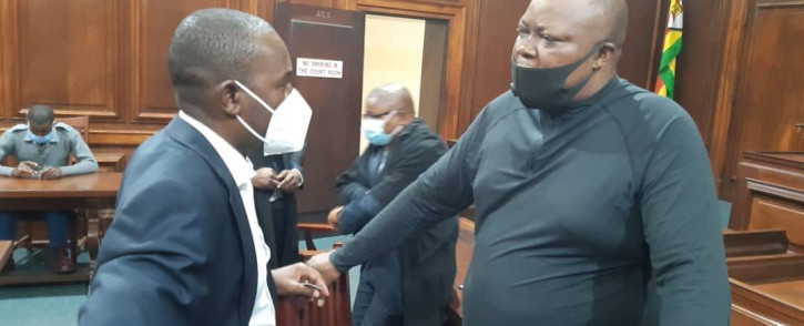 MDC Alliance leader Nelson Chamisa with Job Sikhala in court. Picture: Twitter/@ZimLive
