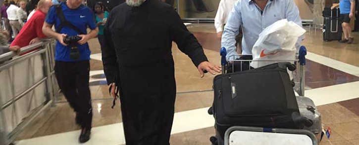 Archbishop Damaskinos and Bishop Nicodimus from the Greek Orthodox Church have returned to SA following the high jacking of an Egypt Air plane in Cyprus. Picture: Vumani Mkhize/EWN.