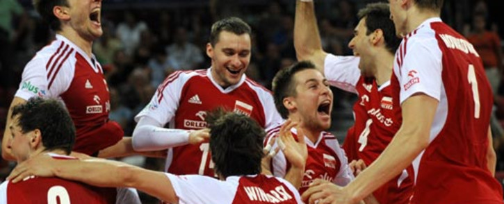 Players of Poland's national volleyball team celebrate after winning their Volleyball World League gold medal match against the US in Sofia on July 8, 2012. Picture: AFP