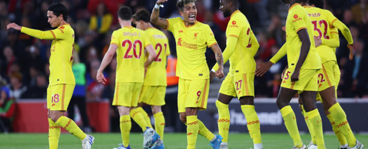 Liverpool players celebrate a goal in their English Premier League match against Southampton on 17 May 2022. Picture: @LFC/Twitter