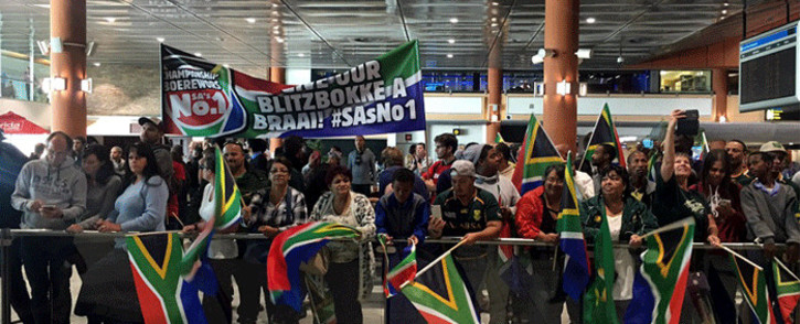 The Blitzboks are welcomed home after winning the World Series in London on 23 May 2017. Picture: Carl Lewis/EWN