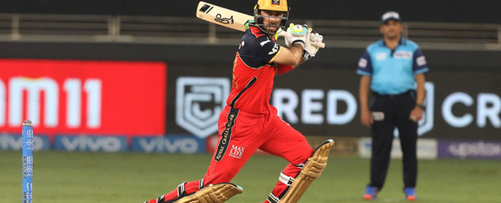 Glenn Maxwell in action for the Royal Challengers Bangalore in their Indian Premier League match against the Rajasthan Royals on 29 September 2021. Picture: @IPL/Twitter