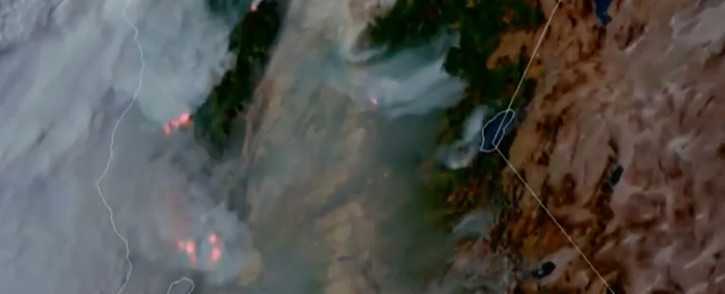A screengrab of US satellite camera spotted California fires from space.CNN/screengrab